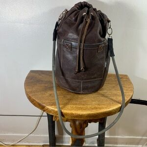 Large vintage rugby unisex leather bag